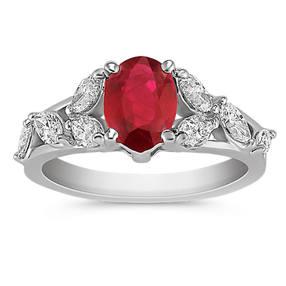 Oval Ruby and Marquise Diamond Ring Oval Ruby and Marquise Diamond Ring