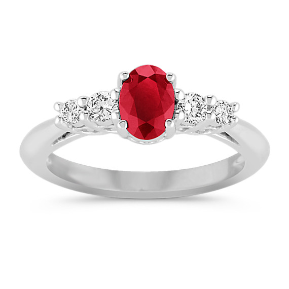 Oval Ruby and Round Diamond Ring Oval Ruby and Round Diamond Ring