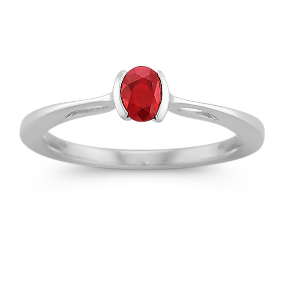 Oval Ruby and Sterling Silver Ring Oval Ruby and Sterling Silver Ring