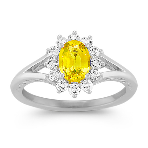 Oval Yellow Sapphire and Diamond Ring Oval Yellow Sapphire and Diamond Ring