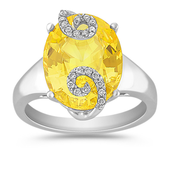 Oval Yellow Sapphire and Round Diamond Ring Oval Yellow Sapphire and Round Diamond Ring