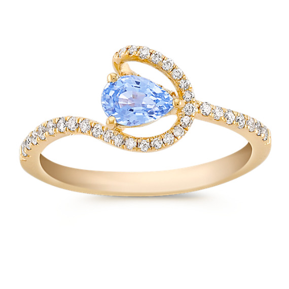 Pear shape Ice Blue Sapphire and Diamond Ring Pear shape Ice Blue Sapphire and Diamond Ring