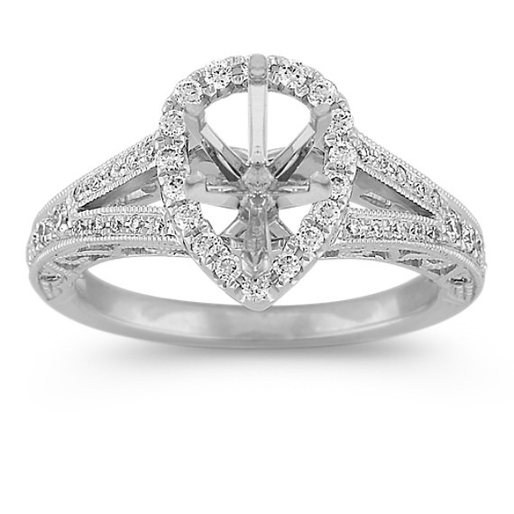 PearShaped Halo Diamond Engagement Ring with PavéSetting at Shane Co.