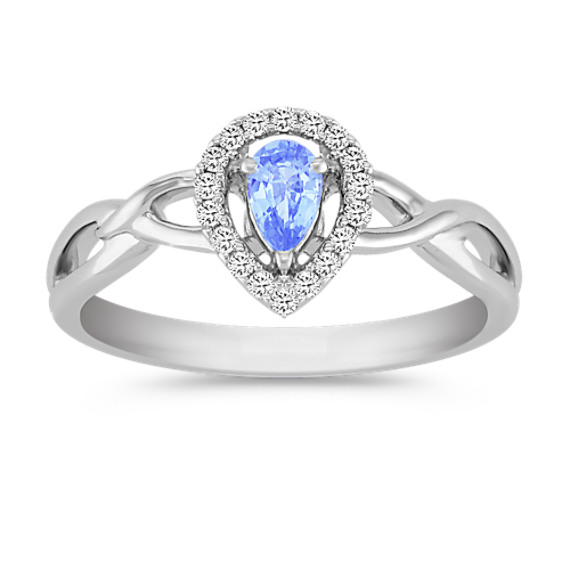 Pear Shaped Ice Blue Sapphire and Diamond Ring Pear Shaped Ice Blue Sapphire and Diamond Ring