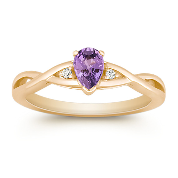 Pear-Shaped Lavender Sapphire and Round Diamond Ring Pear-Shaped Lavender Sapphire and Round Diamond Ring
