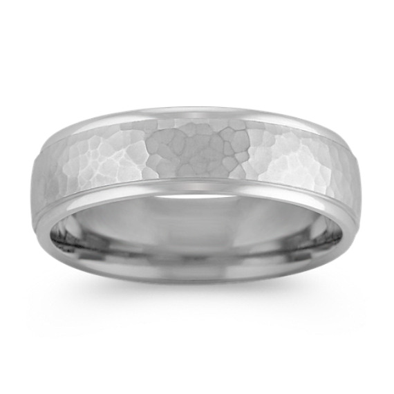 Platinum Comfort Fit Ring with Hammered Finish (6mm) Platinum Comfort Fit Ring with Hammered Finish (6mm)