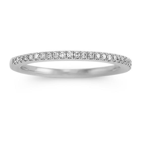 Platinum Diamond Wedding Band with Pavé Setting Platinum Diamond Wedding Band with Pavé Setting