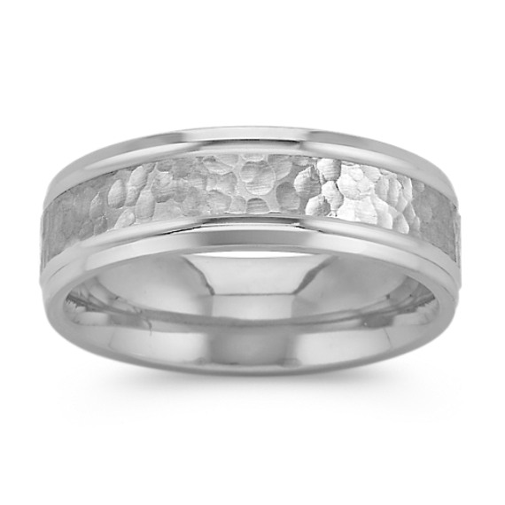Polished and Hammered Comfort Fit Titanium Ring (7mm) Polished and Hammered Comfort Fit Titanium Ring (7mm)