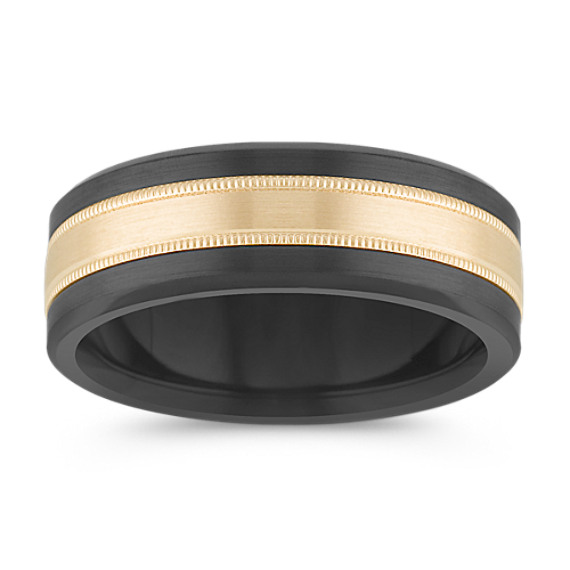 Polished Cobalt and 14k Yellow Gold Men's Band (7.5mm) Polished Cobalt and 14k Yellow Gold Men's Band (7.5mm)
