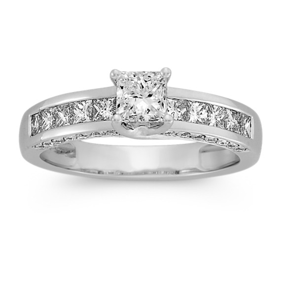 Princess Cut and Round Diamond Engagement Ring Princess Cut and Round Diamond Engagement Ring