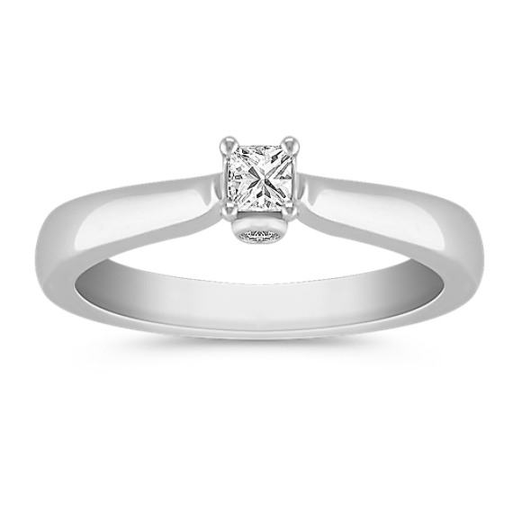 Princess Cut and Round Diamond Ring in Sterling Silver Princess Cut and Round Diamond Ring in Sterling Silver