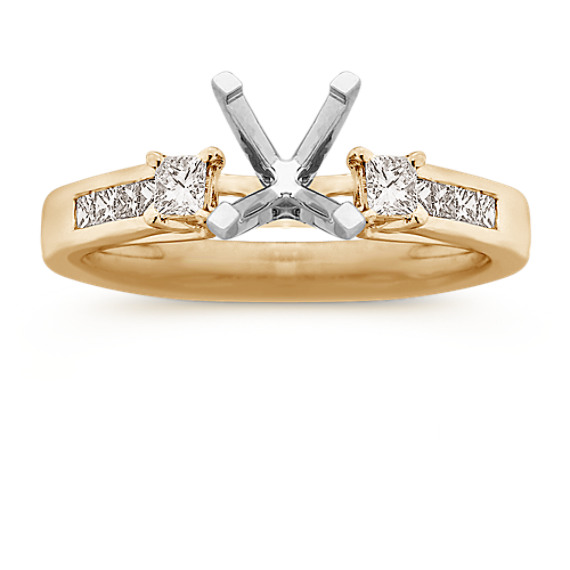 Princess Cut Diamond Cathedral Engagement Ring with ChannelSetting at Shane Co.