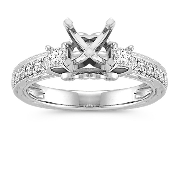 Princess Cut Diamond Engagement Ring with PavÃ© Setting