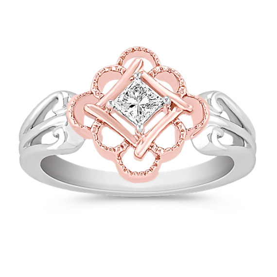 Princess Cut Diamond Ring in 14k White and Rose Gold Princess Cut Diamond Ring in 14k White and Rose Gold