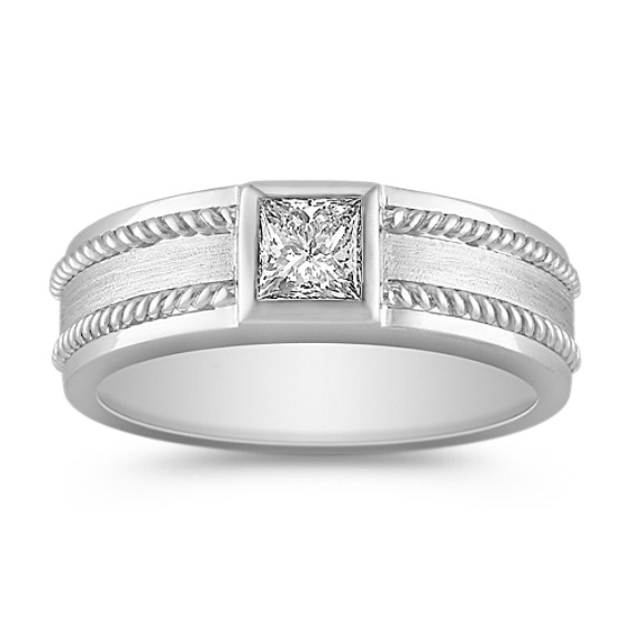 Princess Cut Diamond Ring with Bezel Setting Princess Cut Diamond Ring with Bezel Setting