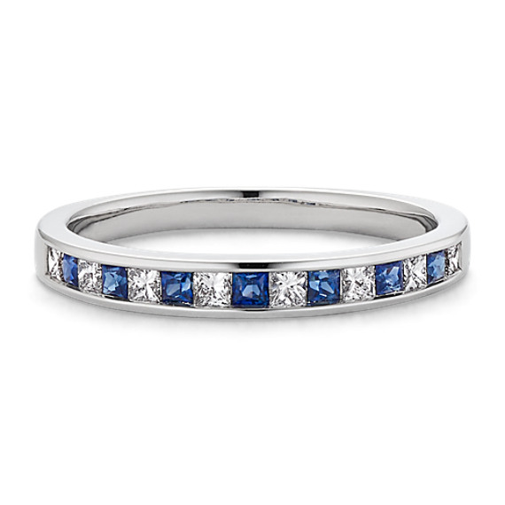 Princess Cut Sapphire and Diamond Wedding Band Princess Cut Sapphire and Diamond Wedding Band
