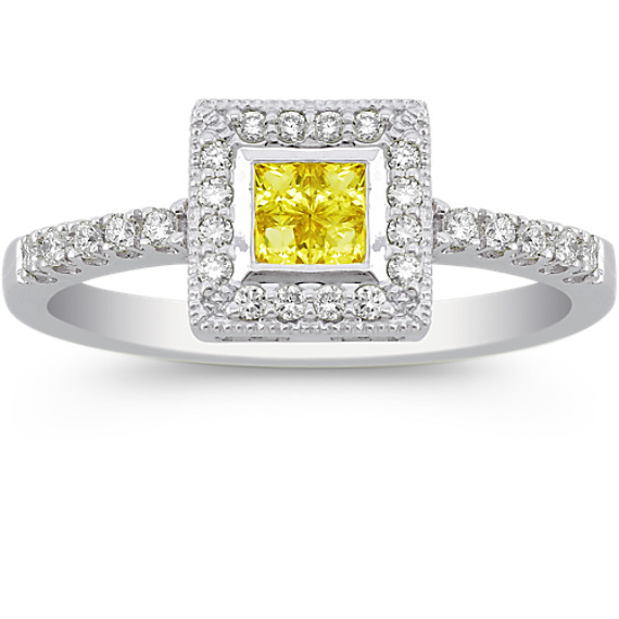 Princess Cut Yellow Sapphire and Diamond Ring Princess Cut Yellow Sapphire and Diamond Ring