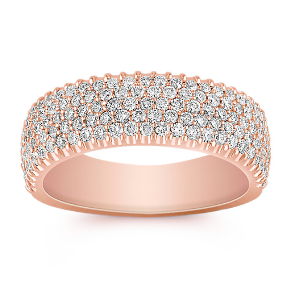 Rose Gold Round Diamond Wedding Band with Pavé Setting Rose Gold Round Diamond Wedding Band with Pavé Setting