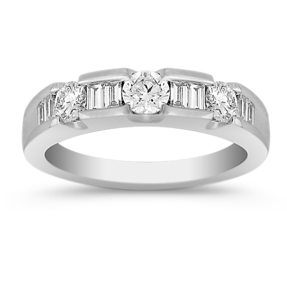 Round and Baguette Diamond Anniversary Band in Platinum Round and Baguette Diamond Anniversary Band in Platinum