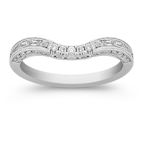 Round and Baguette Diamond Contour Wedding Band in Platinum Round and Baguette Diamond Contour Wedding Band in Platinum