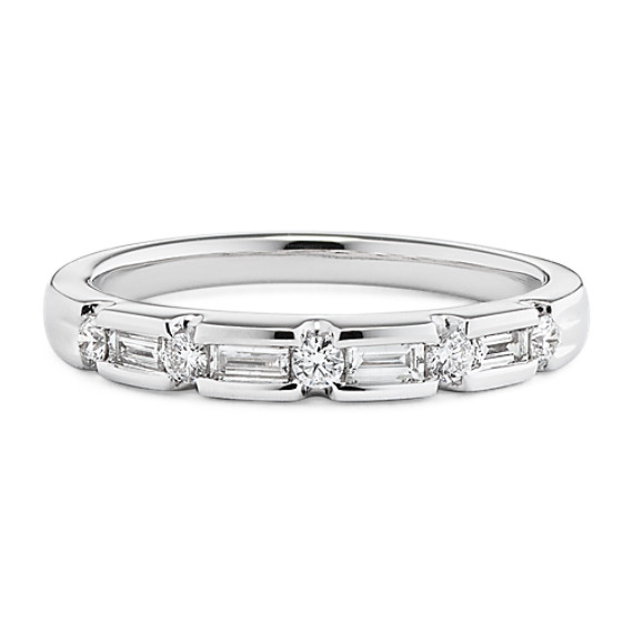 Round and Baguette Diamond Wedding Band Round and Baguette Diamond Wedding Band