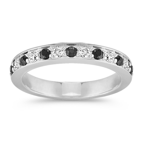 Round Black Sapphire and Diamond Wedding Band Round Black Sapphire and Diamond Wedding Band