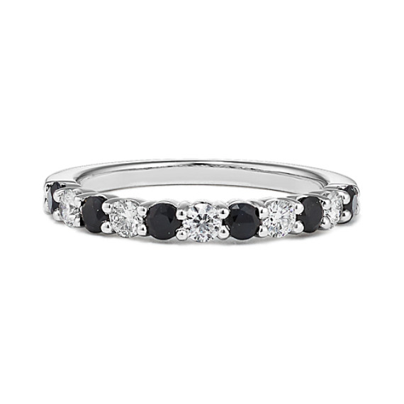 Round Black Sapphire and Diamond Wedding Band Round Black Sapphire and Diamond Wedding Band