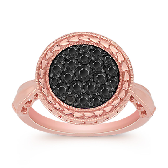 Round Black Sapphire Ring in 14k Rose Gold Round Black Sapphire Ring in 14k Rose Gold