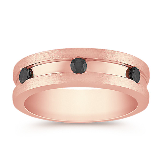 Round Black Sapphire Ring in Rose Gold with Channel Setting Round Black Sapphire Ring in Rose Gold with Channel Setting