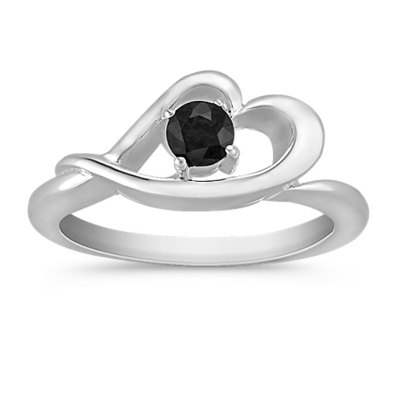 Round Black Sapphire Ring in Sterling Silver Round Black Sapphire Ring in Sterling Silver