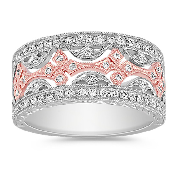 Round Diamond Anniversary Band in 14k White and Rose Gold Round Diamond Anniversary Band in 14k White and Rose Gold