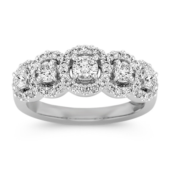 Round Diamond Halo Ring in 14k White Gold Round Diamond Halo Ring in 14k White Gold