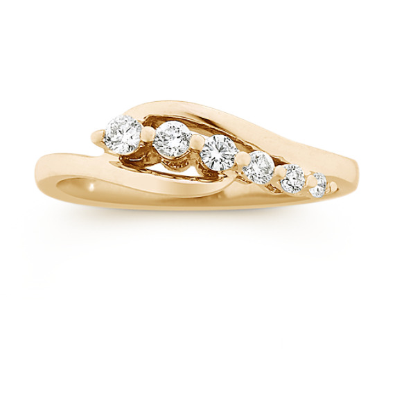 Round Diamond Journey Ring in 14k Yellow Gold Round Diamond Journey Ring in 14k Yellow Gold