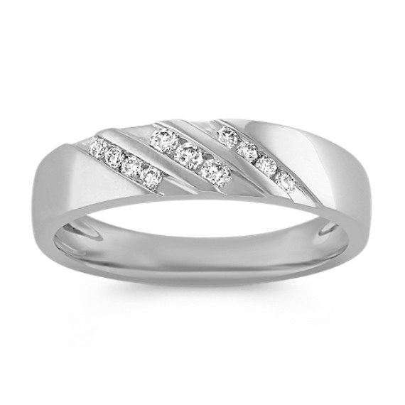 Round Diamond Men's Ring with Channel-Setting