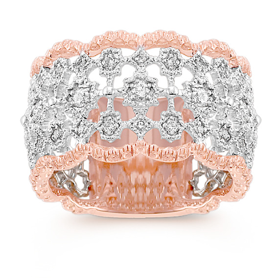 Round Diamond Ring in 14k White and Rose Gold Round Diamond Ring in 14k White and Rose Gold