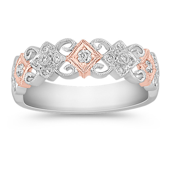 Round Diamond Ring in 14k White and Rose Gold Round Diamond Ring in 14k White and Rose Gold