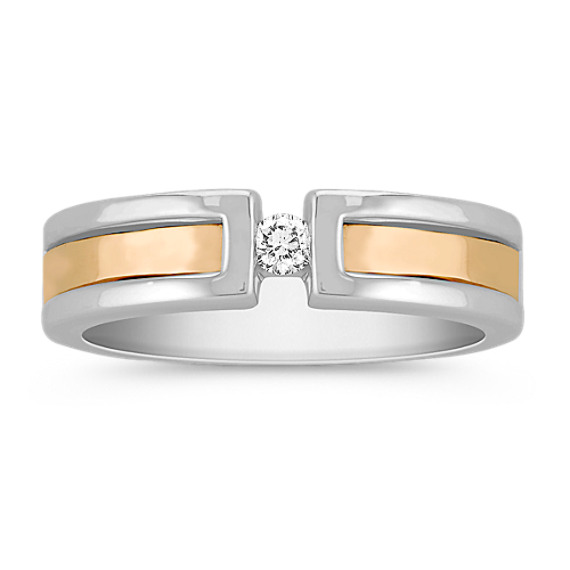 Round Diamond Ring in Two-Tone Gold (6mm) Round Diamond Ring in Two-Tone Gold (6mm)