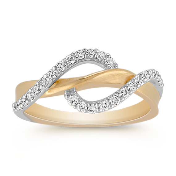 Round Diamond Ring in Two-Tone Gold Round Diamond Ring in Two-Tone Gold