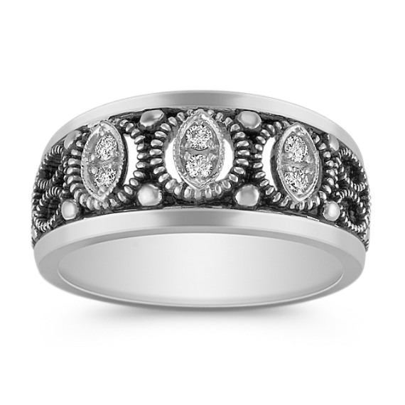 Round Diamond Ring with Black Rhodium Accents Round Diamond Ring with Black Rhodium Accents