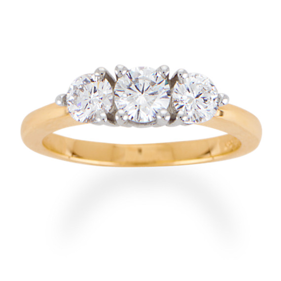 Round Diamond Three-Stone Ring in 14k Yellow Gold Round Diamond Three-Stone Ring in 14k Yellow Gold