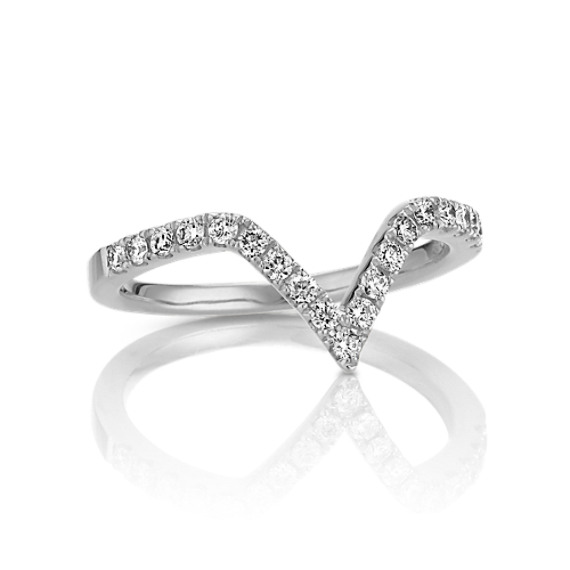 Round Diamond VShaped Ring in 14k White Gold at Shane Co.