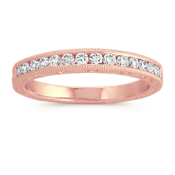 Round Diamond Wedding Band in Rose Gold with Channel-Setting Round Diamond Wedding Band in Rose Gold with Channel-Setting