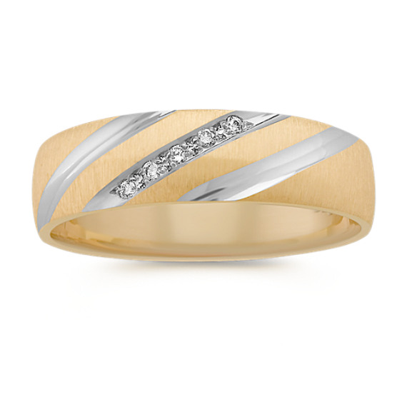 Round Diamond Wedding Band in Two-Tone Gold Round Diamond Wedding Band in Two-Tone Gold