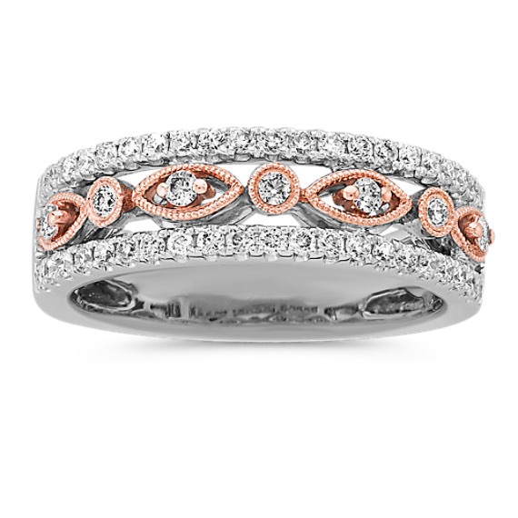 Round Diamond Wedding Band in Two-Tone Gold Round Diamond Wedding Band in Two-Tone Gold