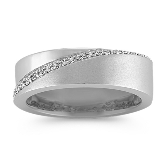 Round Diamond Wedding Band with Pavé Setting (7mm) Round Diamond Wedding Band with Pavé Setting (7mm)