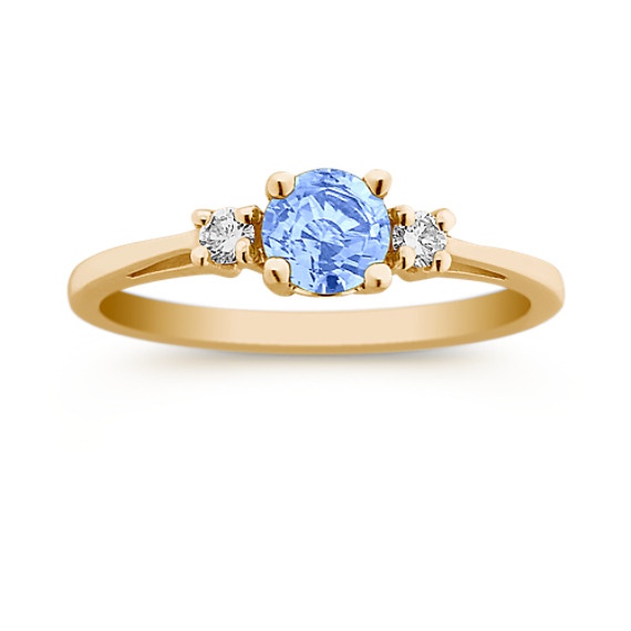 Round Ice Blue Sapphire and Diamond Ring Round Ice Blue Sapphire and Diamond Ring