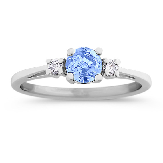 Round Ice Blue Sapphire and Diamond Three-Stone Ring Round Ice Blue Sapphire and Diamond Three-Stone Ring