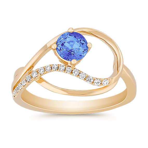 Round Kentucky Blue Sapphire and Diamond Ring Round Kentucky Blue Sapphire and Diamond Ring