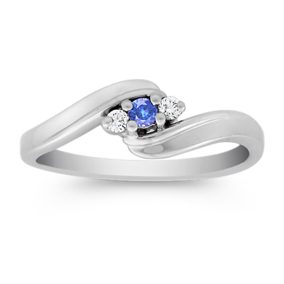 Round Kentucky Blue Sapphire and Diamond Three-Stone Ring Round Kentucky Blue Sapphire and Diamond Three-Stone Ring