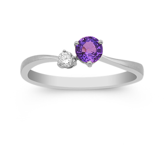 Round Lavender Sapphire and Diamond Ring Round Lavender Sapphire and Diamond Ring